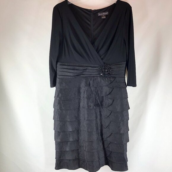 Jessica Howard Black Ruffled Dress Size 12 - Picture 1 of 7